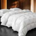 Down Fibers Comforter Queen Size,Luxurious All Seasons Hotel Collection Duvet Insert,54 Oz High Bulkiness Medium Warmth,Fluffy & Breathable for Bedroom, Guestroom, Hotel (White,90x90)