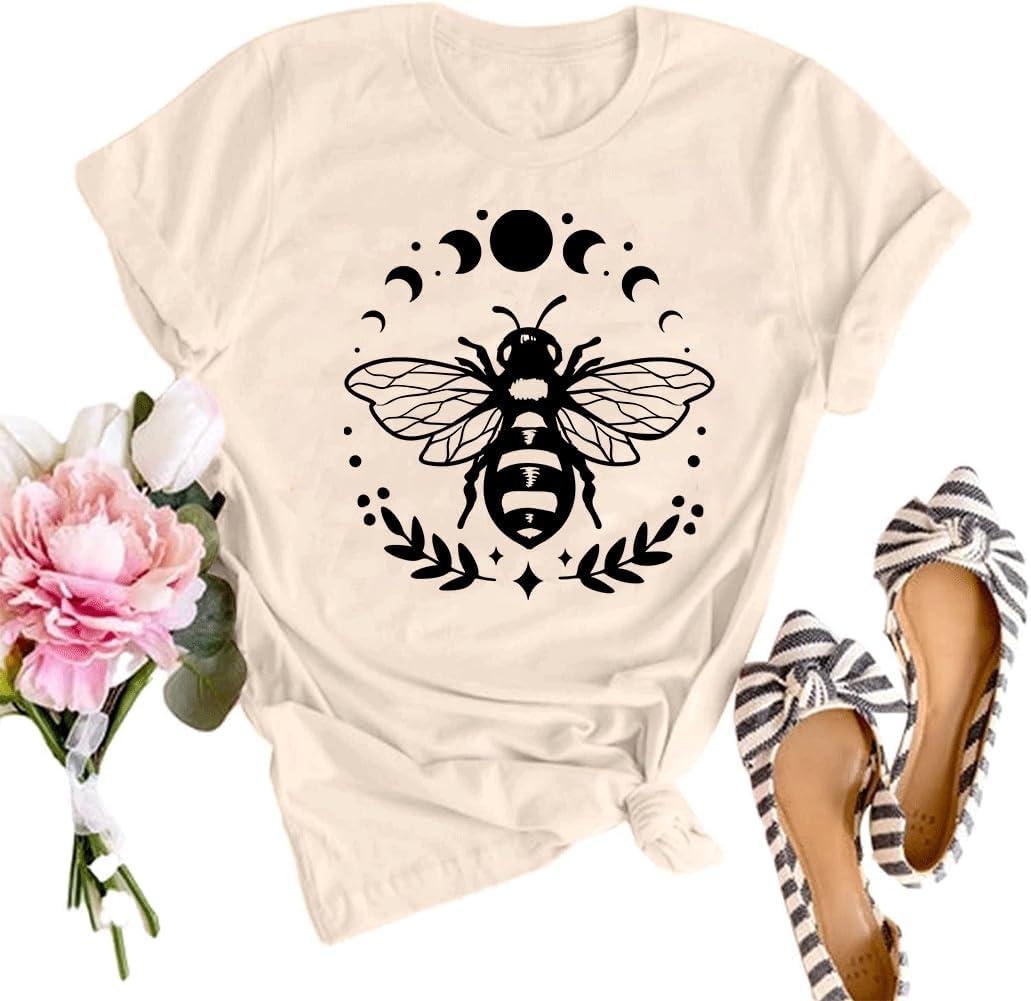 Womens T Shirts Hawaiian Flowers Short Sleeve T-Shirt Summer Loose Fit Crewneck Tee (Yellow, L)