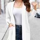 Open Front Cardigan for Women Long Sleeve Work Dressy Casual Loose Knit Ladies Cardigans with Pockets 2025 Fall (White, M)