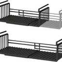 Extendable Under Shelf Storage Basket, Hanging Baskets Under Cabinet Shelf Organizer, for Cabinet Pantry Kitchen Cupboard Desk Counter Bookshelf Space Saver Heavy Duty Slide-in (Black, 2 Pack)