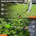 Electric Weed Wacker Cordless Weed Trimmer Eater Battery Powered with 2 Battery Operated & Charger & Wheels & Shears, Lightweight 3 in 1 Grass Trimmer/Brush Cutter/Lawn Edger for Lawn, Garden