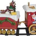 Lighted Musical and Animated Christmas Village Train,Battery-Operated Light Up Musical Santa Train Set, Xmas Decoration for Party Props Festival Decorations