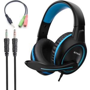 B3 Gaming Headset for Nintendo Switch, Xbox One, PS4, Mega Bass Surround and Noise Cancelling 3.5mm Jack Over Ear Headphones with Mic for Laptop PC Smartphones Blue