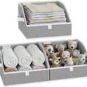 StorageWorks Closet Storage Bins, Trapezoid Organizer Box for Shelves, Fabric Clothes Bin, Foldable Organizing Baskets with Handles, Small, 3-Pack, Gray