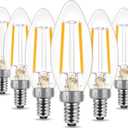 Energetic 6 Pack Dusk to Dawn LED Outdoor Light Bulb, 60 Watt Equivalent(5W), 500LM, Soft White 2700K, E12 Base, Automatic On/Off Sensor Edison Filament Candelabra Bulb for Porch, Photocell Sensor ETL