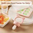 2 Pack Silicone Baby Fruit Feeder with Mini Freezer Tray, Breastmilk Popsicle Molds for Baby Teething Relief, Fresh Food Feeder for Safe Infant Self Feeding, Extra Food Pouches - Pink
