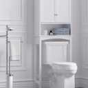 UTEX Over The Toilet Storage Cabinet, Bathroom Above Toilet Cabinet Organizer with Adjustable Shelves, White, 24" W x 9" D x 62" H