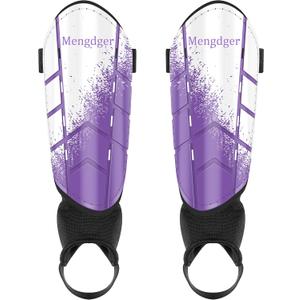 Shin Guards Soccer Youth Kids Boys Girls Toddler Shin Pads Child EVA Cushion Protection Reduce Shocks Injurie Calf Protective Gear Suitable for 4 5 6 7 8 9 10 11 12 Years Old (Small, Purple+White Ankle)