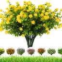 Artificial Flowers Outdoor,8 Bundles UV Resistant Fake Flowers,Outside Plastic Faux Flowers Greenery Shrubs Plants for Indoor Outdoor Planter Home Porch Decor(Yellow)