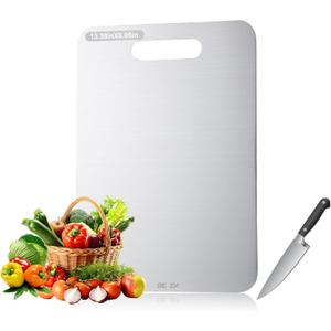 304 Stainless Steel Cutting Board - Double Sided Metal Chopping Board for Kitchen, Dishwasher Safe, Small, 13.0x9.2in