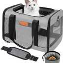 YUNIQUE Soft-Sided Cat & Dog Carrier for Pets Up to 15 Lbs, Airline Approved Collapsible Travel Puppy Carrier with Lightweight Fabric Design (Grey)