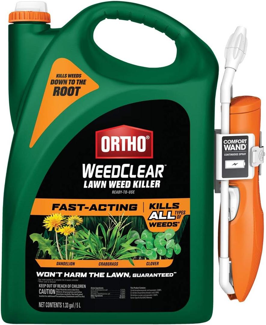 Ortho WeedClear Lawn Weed Killer Ready-To-Use with Comfort Wand, Kills Crabgrass, Dandelion and Clover, 1.33 gal.
