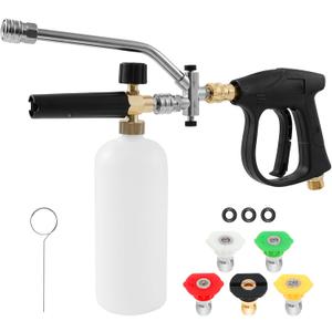 Foam Cannon for Pressure Washer with Dual Connector - Smart Dual Head Design, Adjustable Foam Density, 5 Power Washer Sprayer Nozzles, Car Washing Kit for Car Wall Cleaning