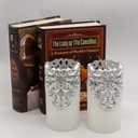 Hollow Silver Flameless Flickering Candles with 5H Timer, Battery Operated LED Pillar Candles Unscented Wax Warm Light Christmas Home Decoration(Set of 2, 3 x 6 Inches)