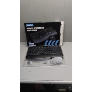 Wireless Keyboard and Mouse Combo, Wave Keys Full-Sized Ergonomic Keyboard with Cushioned Plam Rest, Phone Holder, Comfortable Natural Typing, 2.4G Cordless Set for Computer, Laptop, PC, Mac, Windows (Black)