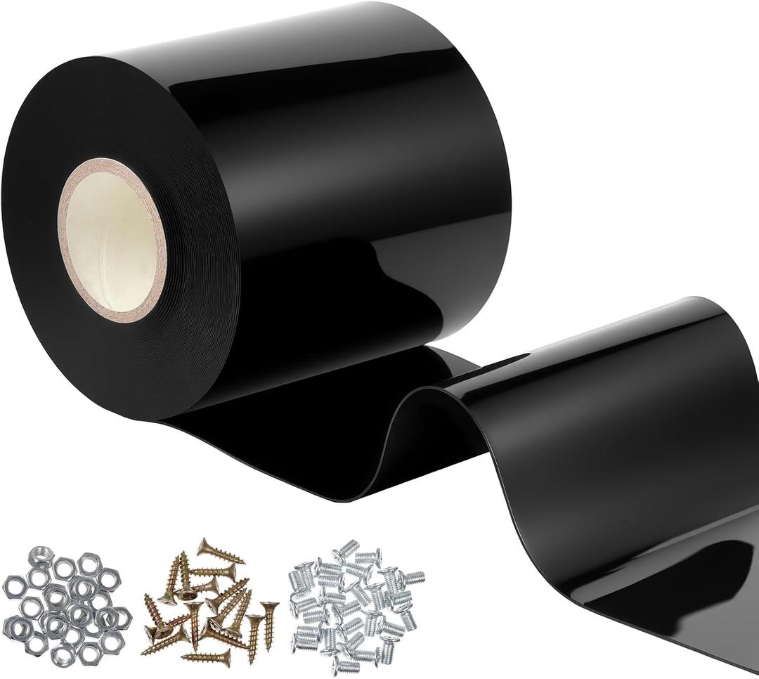SmoothNovelty 50 ft Long Black Plastic Strip Door Curtain Kit 8 Width x 0.06 Thickness Include Wall Jamb Mount Hanger Set, Black PVC Freezer Door Curtain Fit Walk in Cooler Warehouse Garage Gate