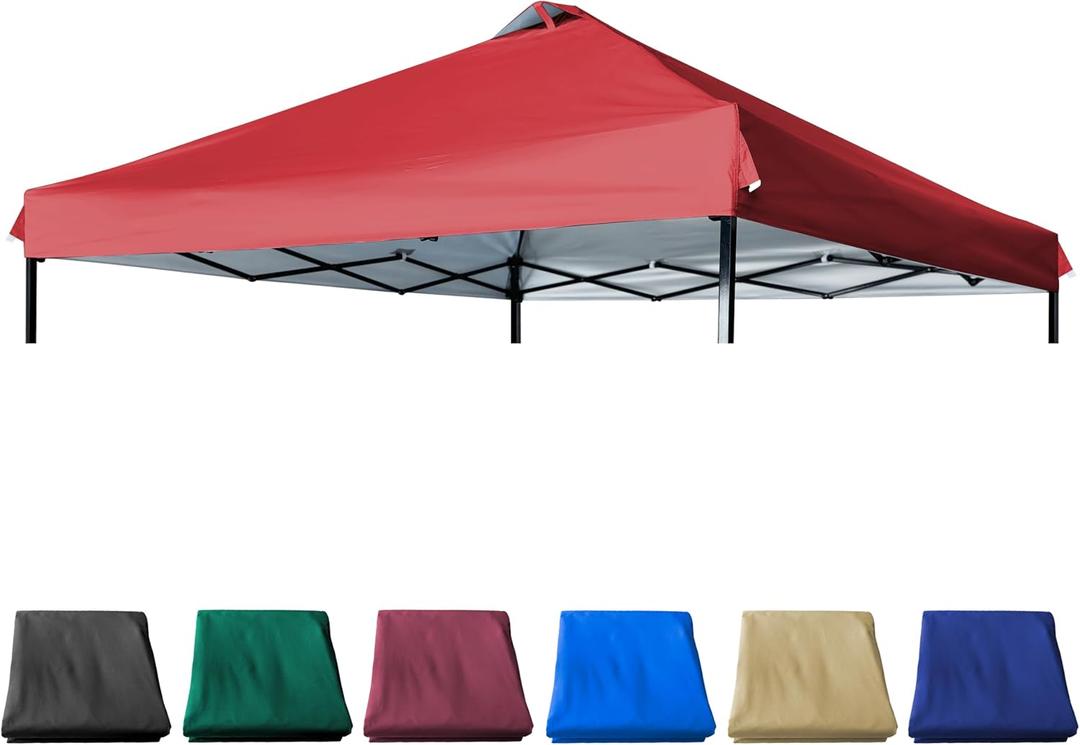 10x10 Canopy Replacement Top with Air Vent Silver Coated for Straight Leg Canopy Frame, (Red)