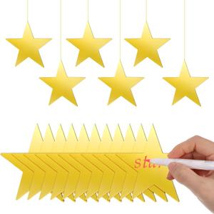 48 Pcs 6 Inch Gold Star Cutouts Double Printed Paper Gold Cutouts Glitter Star Decor Decoration Cardboard Red Carpet Party Supplies for Bulletin Boards Christmas Weddings
