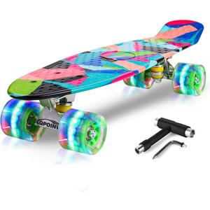 Skateboards, 22" Complete Skateboard, Mini Cruiser Skateboard for Kids Boys Girls Teens Beginners with Colorful Flashing Wheels Skate Tool, Kids Children's Day Gift Skateboards, 22" Complete Skateboard, Mini Cruiser Skateboard for Kids Boys Girls Teens Beginners with Colorful Flashing Wheels Skate Tool, Kids Children's Day Gift