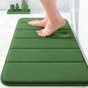 OLANLY Memory Foam Bath Mat 24x16, Super Soft Absorbent Bathroom Rugs, Quick Dry, Machine Washable Shower Floor Rugs, Bathmat Carpet, Bathroom Home Decor Accessories, Olive Green