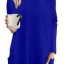 XIEERDUO Blue Tops for Women Business Casual Shirts High Low Hem Long Sleeve Tops Loose Fit Tunic Tops with Pockets 3XL