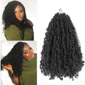 Yanky Twist Crochet Hair 16 Inch 9 Packs Pre Looped Mini Twist Yankee Twist Micro Yaki Twist Synthetic Curly Crochet Hair Extensions For Black Women (1B, 16 Inch)