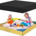 Sandbox Cover, 800D Oxford Cloth Waterproof Outdoor Square Sand Box Cover for Kids, Protect Sandbox Sand and Toys(Black,72" X 72" X 8")
