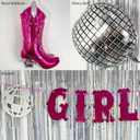 Pink & Rose Gold Cow Print Balloon Arch, Disco Boot Foil Balloons, 111Pcs Cowgirl Bachelorette Party Decorations Kit - 'Lets Go Girls' Banner - Perfect for Last Rodeo, Western, & Bachelorette Parties