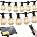 SANBEN Solar String Lights Outdoor with Remote, 50ft 25 Bulbs Solar Powered Patio Lights Waterproof, Dimmable & Timer, G40 LED Solar Lights for Camping Deck Backyard Garden Fence