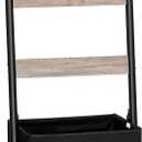 HOOBRO Blanket Ladder with Basket, 17.3L x 63.4H, Towel Rack with Hooks, Blanket Holder Rack, Decorative Ladder Shelf, Drying and Display Rack for Bathroom, Living Room, Greige BG31CJ01