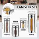 Zopeal 8 Pcs Kitchen Canister Set Stainless Steel Nested Canister Storage Set with Glass Window Airtight Lid Coffee Sugar Tea Storage Jars for Flour Pasta Cookies Spices Grains (Silver)