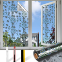 Countewol Upgraded Window Privacy Film One Way Daytime Privacy Static Cling Sun Blocking Anti UV Reflective Window Tint for Home and Office (Silver （Daisy）, 45.27 X 78.7 in)