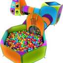Playz 5-Piece Kids Pop up Play Tent Crawl Tunnel and Ball Pit with Basketball Hoop Playhouse for Boys, Girls, Babies, and Toddlers (Purple, Orange, Yellow, Red, Blue)