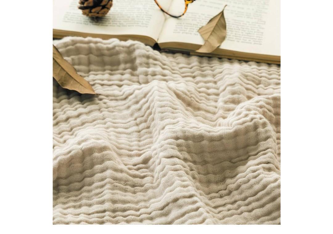 EMME Cotton Throw Blanket Large 50"x70" Gifts for Women 100% Muslin for Couch Breathable Gauze All Season Light Tan Soft and Lightweight Pre-Washed