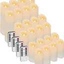 Enido 24 Pc Flameless LED Candles with Remote & Timer, Outdoor Waterproof, Flickering Electric Warm Lights for Cozy Home & Holiday Romantic Decor, Battery Operated (D 2.2 x H 4/5/6 (Ivory)