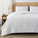 Litanika White King Comforter Set, 3 Pieces Lightweight Tufted Bedding Sets, Down Alternative Comforter Fluffy Bed Set Gift Choice (King (104"x90"))