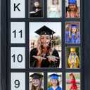 School Years Picture Frame K-12 Day Graduation Photo Collage Black Frame with Mat, Displays One 5x7 Photo and Twelve 2.5x3.5 Pictures