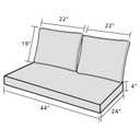 INFBLUE Outdoor Loveseat Cushion Set Patio Deep Seat Cushion for Outdoor Furniture Water Repellent 44'' x 24'' Patio Cushion Set for Couch, Bench and Swing, Fade Resistant (Blue Grey, 2 Sets)