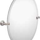 Moen Glenshire Brushed Nickel 26-Inch x 22-Inch Frameless Pivoting Bathroom Mirror, Oval Tilting Wall Mirror, DN2692BN