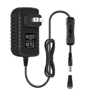 12V Power Supply, 12 Volt 1A 12W DC Power Supply with On Off Switch, Black Switching LED Power Adapter, AC 110V to 12V Transformer Plug for LED Strip Lights with 5.5/2.1 DC Female Connector