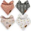 Dog Bandanas 4 Pack, Cute Summer Set, Large, Premium Durable Soft Fabric, Dual Layer, Puppy Pet Collar Scarf, Unique Shape Handkerchief, Adjustable Fit, Holiday Christmas Thanksgiving