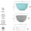 KitchenAid Universal Nesting Plastic Mixing Bowls, Set Of 3, 2.5 quart, 3.5 quart, 4.5 quart, Non Slip Base with Easy Pour Spout to Reduce Mess, Dishwasher Safe, Aqua Sky, White, Gray