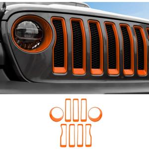 Grille Inserts & Headlight Cover for 2018-2022 Jeep JL Sport & Sport S ONLY (Orange)