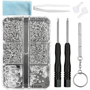 PTSLKHN Eyeglass Repair Kit with Screws, 15 Types Screws for Eyeglasses - Frame Screws, Hinge Screws, Nose Pads Screws - Essential Eye Glasses Repairing Kit Tool