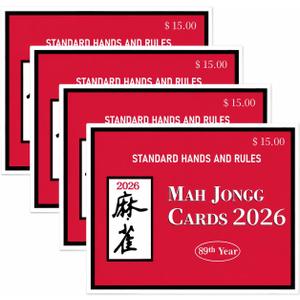 American Mahjong Score Cards 2026 Large Print Reference Cards for Standard Hands, Easy-to-Read Rule Guide for Players, 4 Pack
