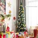 7FT Snowy Artificial Pencil Christmas Tree with Pine Cones