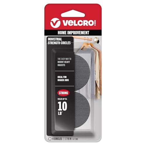 VELCRO Brand Industrial Fasteners Stick-On Adhesive | Professional Grade Heavy Duty Strength | Indoor Outdoor Use, 1 7/8in, Circles 4 Sets