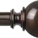 KAMANINA Curtain Rods 32 to 58 Inches (2.6-4.8ft), Antique Bronze Single Curtain Rod for Windows, 7/8 Inch Decorative Drapery Rod with Round Finials