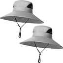 Oversize Sun Hat Men XXL Wide Brim Bucket Hat Big Head Waterproof UPF 50+ Summer Sun Cap for Fishing Hiking Safari (Gray)