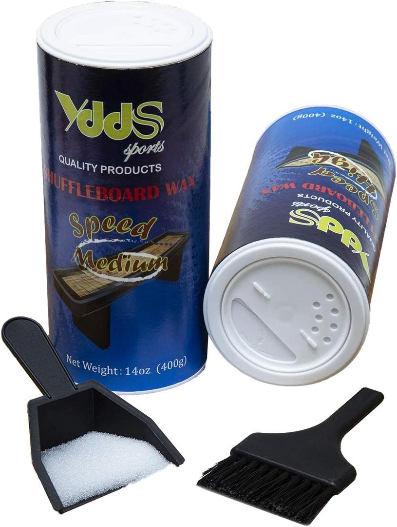 Shuffleboard Sand - Shuffleboard Wax with Mini Dustpan and Mini Brush, 2 Cans(214 oz) (2 Cans Medium Speed(Round))